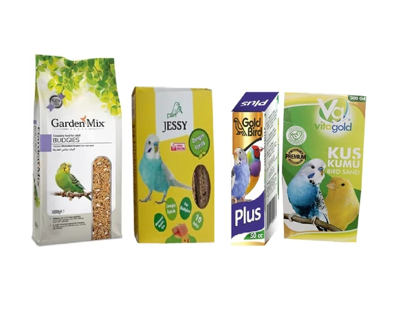 Yetişkin Muhabbet Kuşu Yemi 1kg SKT:02/27+Jessy Ballı Kraker10 Lu+Zonaks Vitamin 50cc+Kuş Kumu 300gr ürün görseli