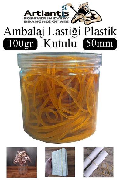Ambalaj Lastiği 100 Gr Plastik Kutulu 1 Paket Mikro 50mm Para Lastigi Paket Lastiği Kopmaz %100 Kauçuk Elastik Kaliteli