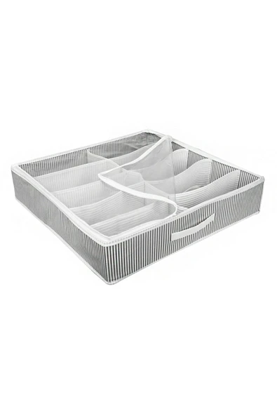 Ayakkabı Saklama Çantası 12 Bölmeli Shoes Under Ayakkabı Hurcu - Siyah Beyaz - Resim 4