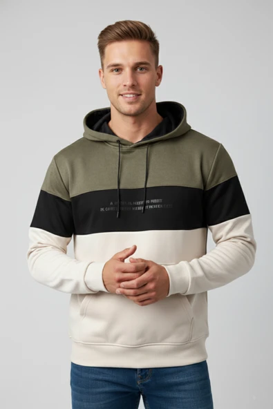 DeepSEA Erkek Dar Kesim Süet Kumaş Sweatshirt – Kapüşonlu & Şık Tasarım Sweatshirt 2608510 - Resim 8