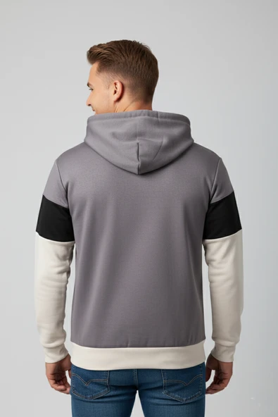 DeepSEA Erkek Dar Kesim Süet Kumaş Sweatshirt – Kapüşonlu & Şık Tasarım Sweatshirt 2608510 - Resim 7