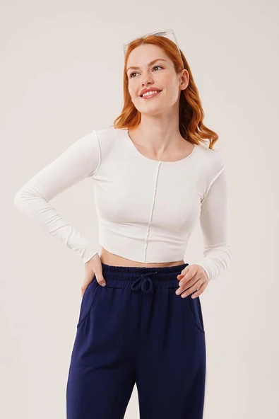 Ters Dikişli Basic Beyaz Body Bluz ürün görseli 1