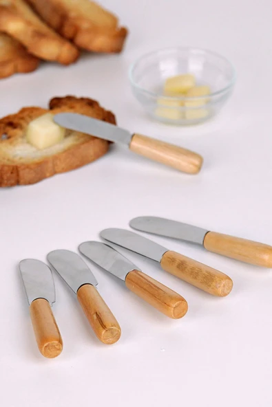 Tereyağı Bıçağı - Mini Spatula Ahşap Saplı 6 Adet - 2