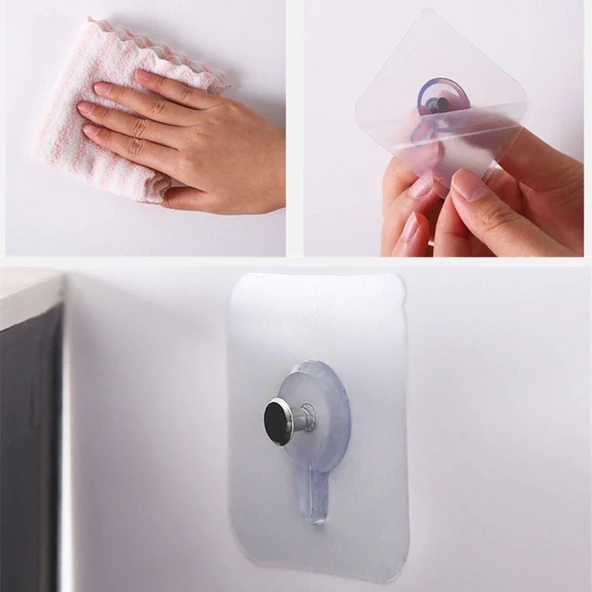 3 Lü Yapışkanlı Mutfak Banyo Raf Tutucu Askı Pin Çerçeve Çok Amaçlı Askısı - Resim 4