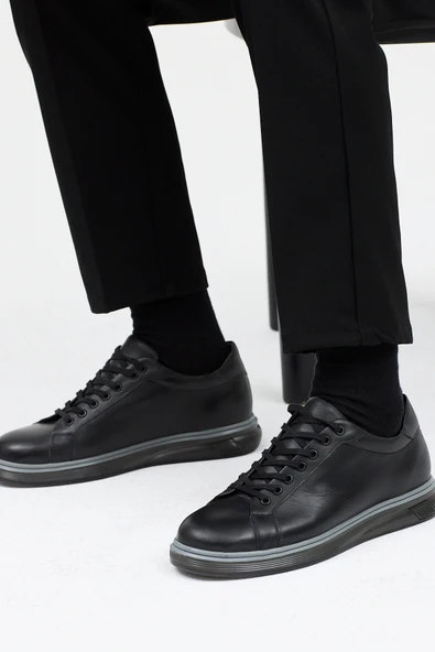 İç Dış Hakiki Deri Siyah Termo Kaymaz Taban Erkek Ayakkabısı - Resim 8