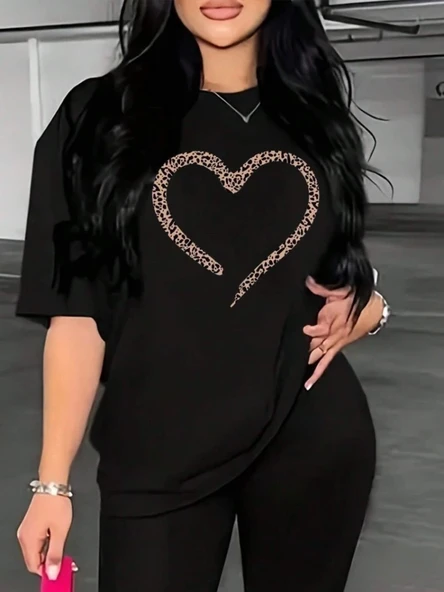 Baskılı T-shirt - Siyah ürün görseli 1