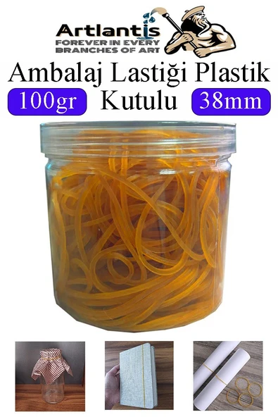 Ambalaj Lastiği 100 Gr Plastik Kutulu 1 Paket Mikro 38 mm Para Lastigi Paket Lastiği Kopmaz %100 Kauçuk Elastik Kaliteli
