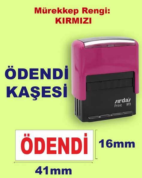 Ödendi Kaşesi, 911 (41mmx16mm) Kırmızı Keçeli Otomatik Kaşe ürün görseli