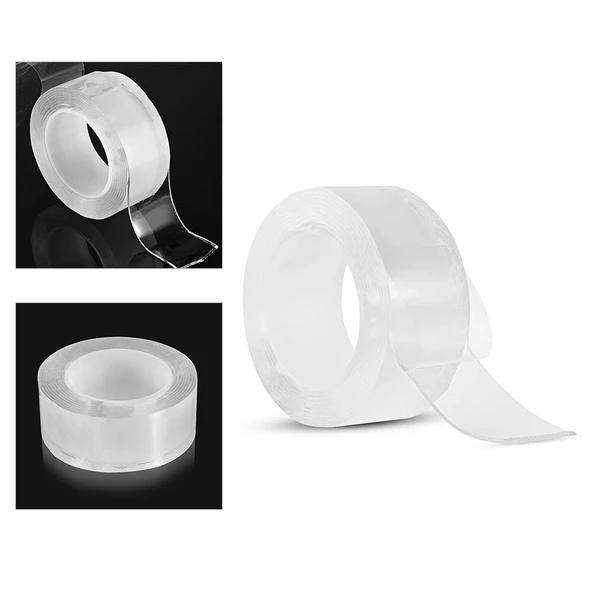 2 metre x 3 cm Şeffaf Güçlü Nano Çift Taraflı Silikon Jel Yapıştırıcı Bant ürün görseli