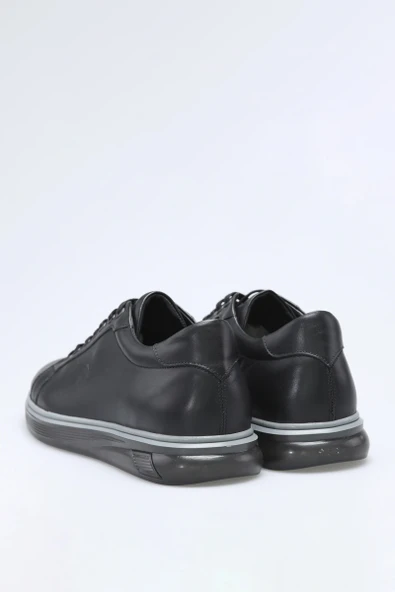 İç Dış Hakiki Deri Siyah Termo Kaymaz Taban Erkek Ayakkabısı - Resim 4