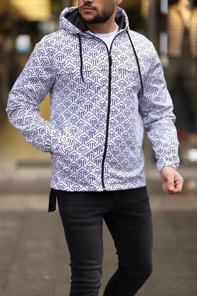 Unisex Kapüşonlu İçi Astarlı Yağmurluk - Beyaz - 2