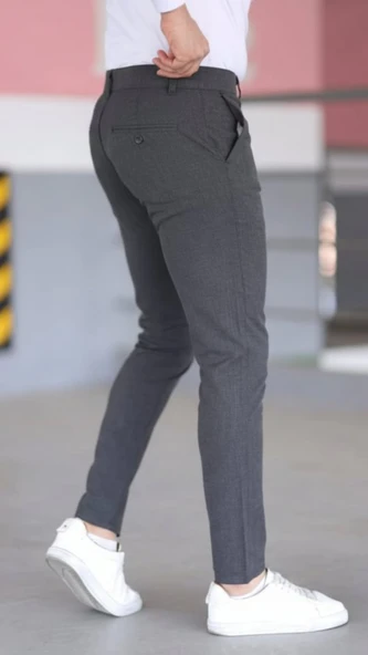 Erkek Slim Fit Likralı Gabardin Pantolon - 4