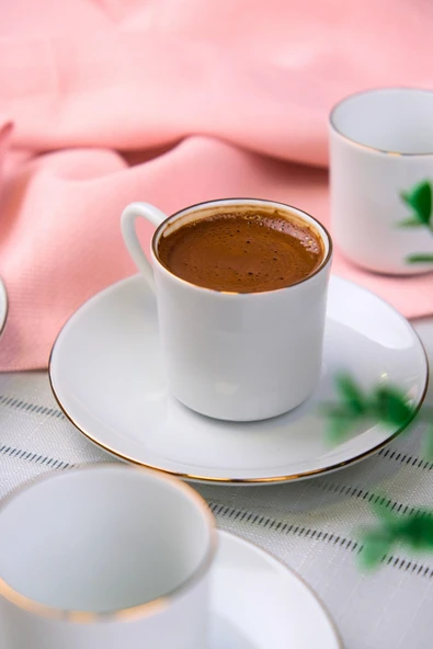 Tabak Evi Porselen Rose Altın Yaldız Kahve Fincan Takımı 70cc 6 Kişilik 12 Parça - 6