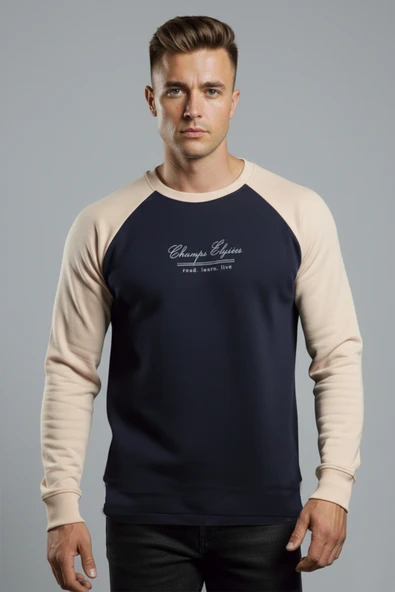 DeepSEA Erkek Fitilli Şardonlu Sweatshirt - Pamuklu, Likralı, Rahat Kalıp Sweatshirt 2601510 - Resim 9