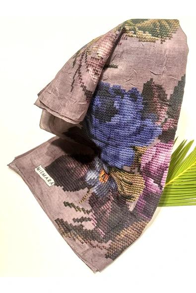 Monalisa Home 90x90 Lüks Figürlü Gösterişli Dökümlü Eşarp ürün görseli