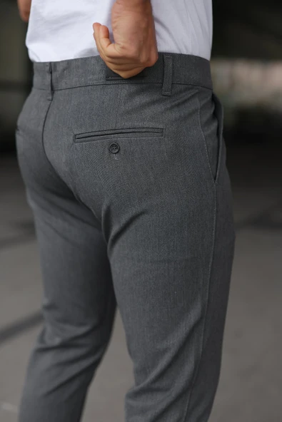 Erkek Slim Fit Likralı Gabardin Pantolon - 6
