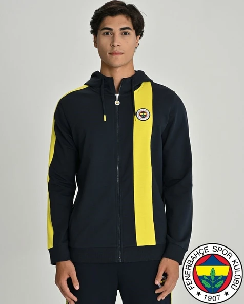 Fenerbahçe S.K. 25/26 Tribün Basic Hoodie Kapüşonlu Fermuarlı Eşofman Üstü Erkek Ceket ürün görseli 1