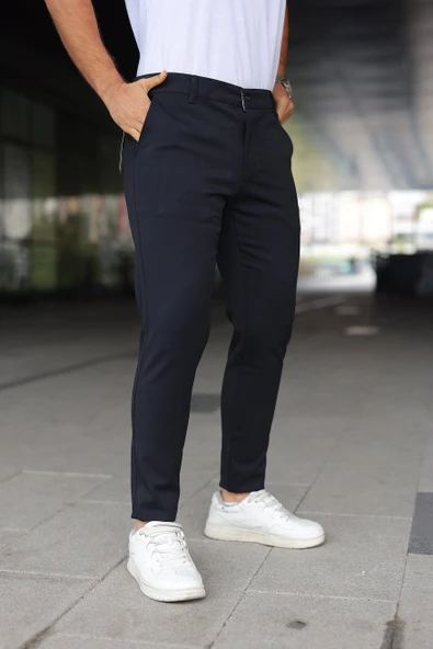 Erkek Slim Fit Likralı Gabardin Pantolon - 5