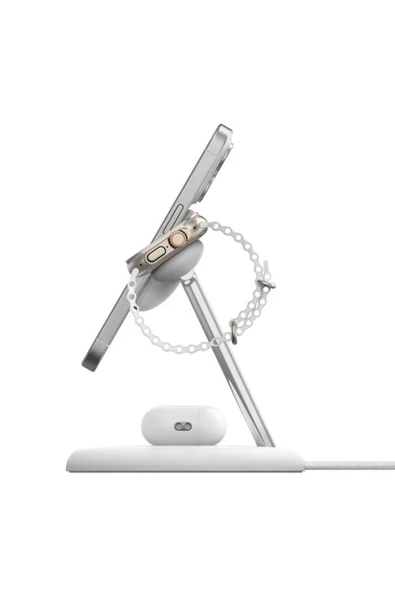 Belkin WIZ023VFWH Qi2 15W 3in1 MagSafe Şarj Standı - Beyaz - 2