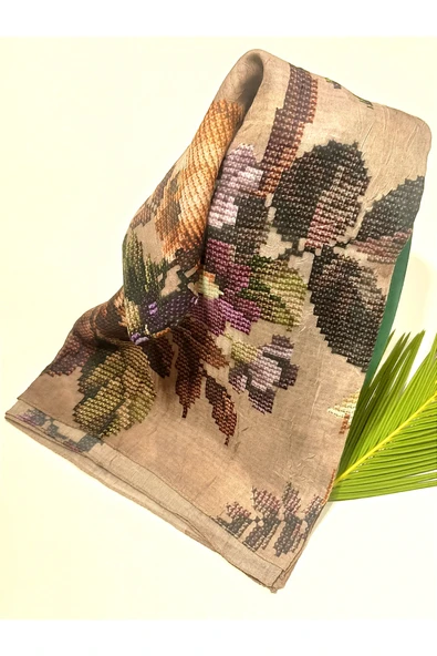 Monalisa Home 90x90 Lüks Figürlü Gösterişli Dökümlü Eşarp ürün görseli