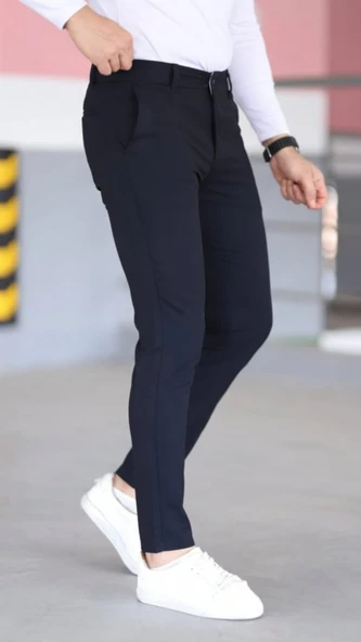 Erkek Slim Fit Likralı Gabardin Pantolon - 3
