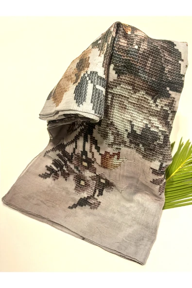 Monalisa Home 90x90 Lüks Figürlü Gösterişli Dökümlü Eşarp ürün görseli 1