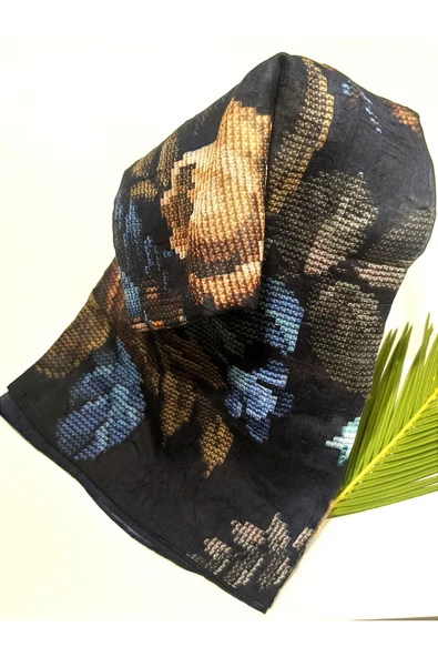 Monalisa Home 90x90 Lüks Figürlü Gösterişli Dökümlü Eşarp ürün görseli