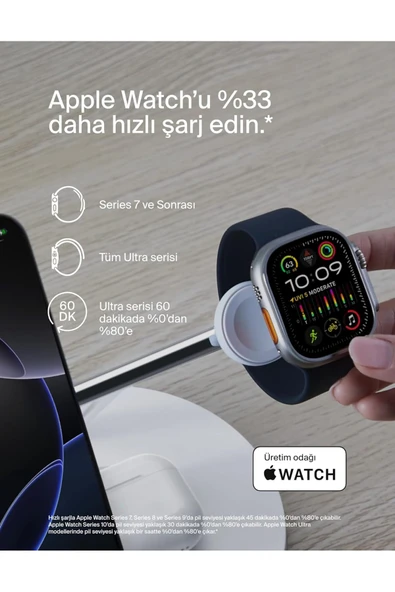 Belkin BoostCharge Pro 3'ü 1 Arada, Qi2 MagSafe Kablosuz Şarj İstasyonu, Beyaz - 5