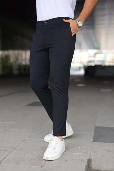 Erkek Slim Fit Likralı Gabardin Pantolon - 4