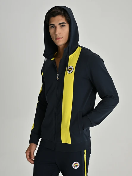 Fenerbahçe S.K. 25/26 Tribün Basic Hoodie Kapüşonlu Fermuarlı Eşofman Üstü Erkek Ceket - Resim 4