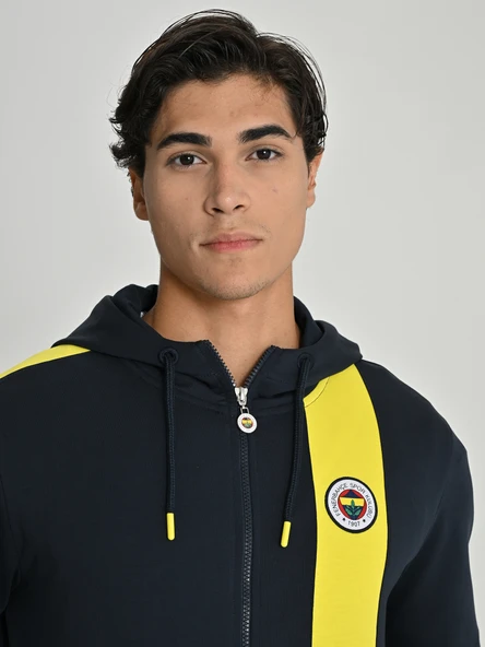 Fenerbahçe S.K. 25/26 Tribün Basic Hoodie Kapüşonlu Fermuarlı Eşofman Üstü Erkek Ceket - Resim 5