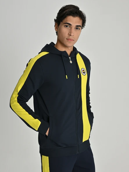 Fenerbahçe S.K. 25/26 Tribün Basic Hoodie Kapüşonlu Fermuarlı Eşofman Üstü Erkek Ceket - Resim 2
