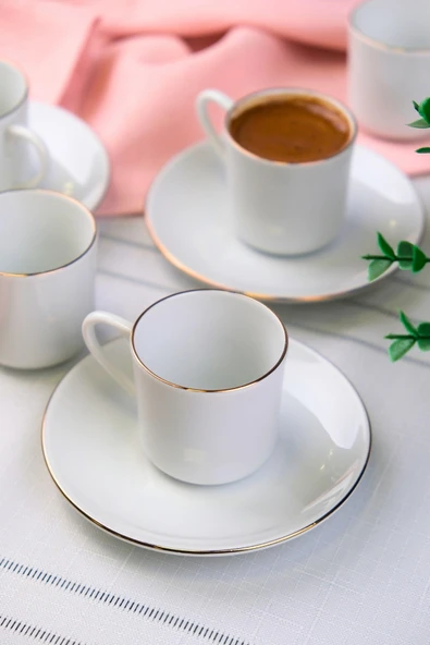 Tabak Evi Porselen Rose Altın Yaldız Kahve Fincan Takımı 70cc 6 Kişilik 12 Parça - 4