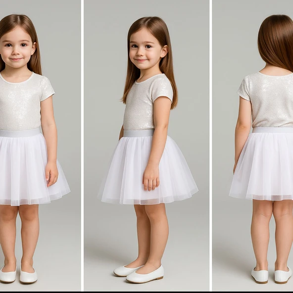 GALA kız çocuk  beli lastikli tütülü etek - Resim 4