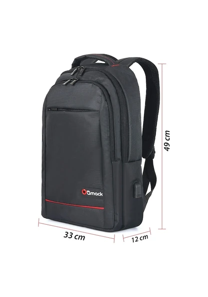 Mack Office MCC-007 17.3" Office USB Girişli Notebook Sırt Çantası Siyah - Resim 2
