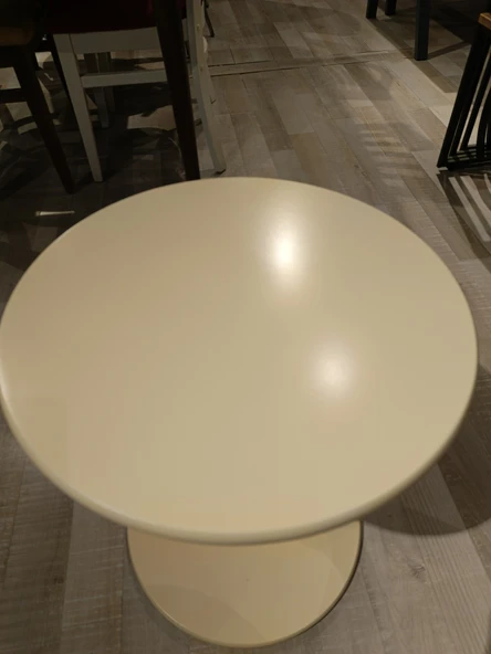 MERCANMOBİLYA  Krem Tekerlekli C Sehpa Yan sehpa Zigonsehpa Koltuksehpası - 2