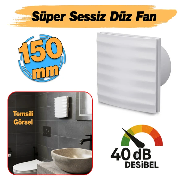 Süper Sessiz 12 W Kapaklı Düz Banyo WC Aspiratör Fanı 150 mm Duvar Tipi Tuvalet Hava Havalandırma - Resim 2