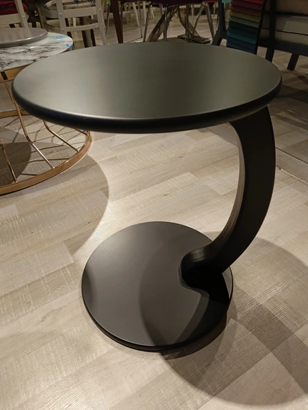 MERCAN MOBİLYA Siyah Tekerlekli C Sehpa Koltuk kenarı  Yan Sehpa  servis sehpa zigon sehpa - 2