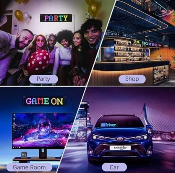 Matrix LED Panel Cama Yapışan Telefon Kontrollü LED Panel Mega Boy 12X60 cm - Resim 2