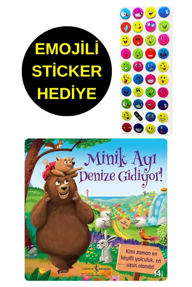 EMOJİLİ  STİCKER HEDİYE  - OKUL ÖNCESİ RESİMLİ KİTAPLAR  - MİNİK AYI DENİZE GİDİYOR ! ürün görseli