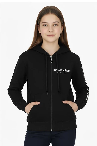 Kız çocuk Hırka Baskılı Kışlık Şardonlu - 3