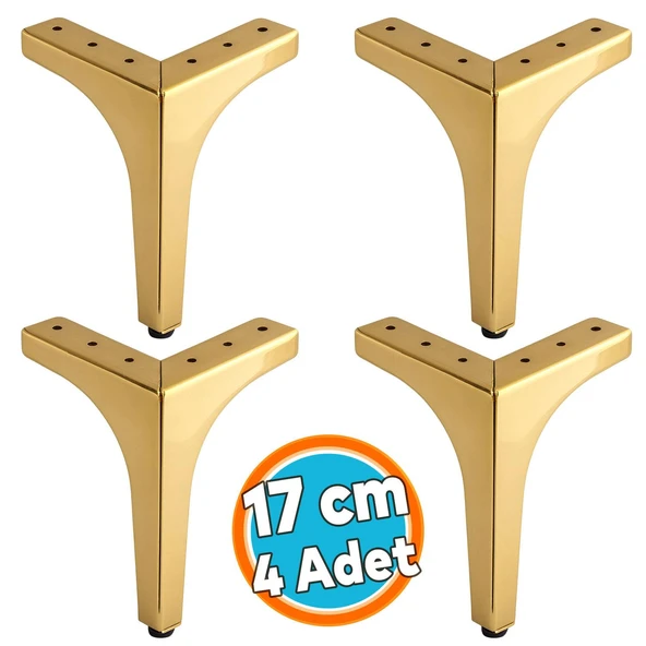 Mobilya Ayağı Dayanıklı Ayak Modern Tasarım Koltuk Sehpa TV Ünitesi 17 cm Gold Altın Metal 4 Adet ürün görseli