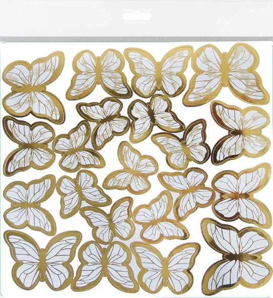 KELEBEK DEKORATİF SÜS VARAKLI BEYAZ 63 ADET ürün görseli 1