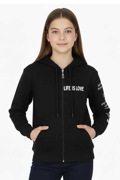 Kız çocuk Hırka Baskılı Kışlık Şardonlu - 3