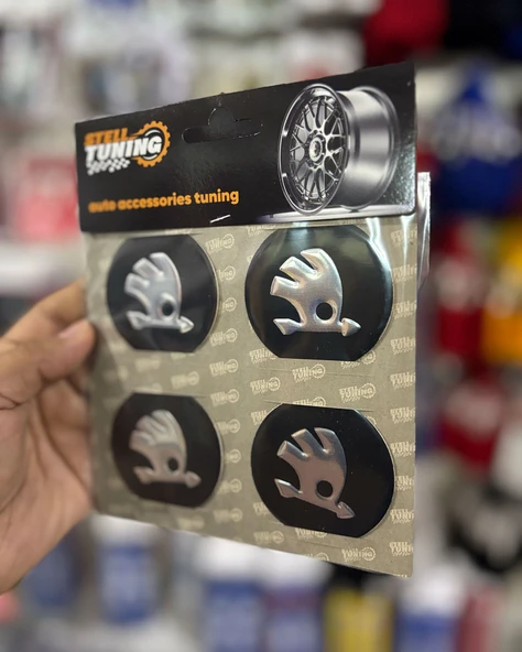 Universal Araç Uyumlu, Skoda Jant Göbeği Arması, Sticker 4'lü Set 60mm - Resim 2