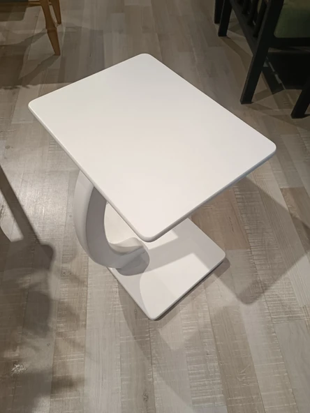 MERCANMOBİLYA Beyaz Tekerlekli C Sehpa Yan sehpa Zigonsehpa Koltuksehpası - 3