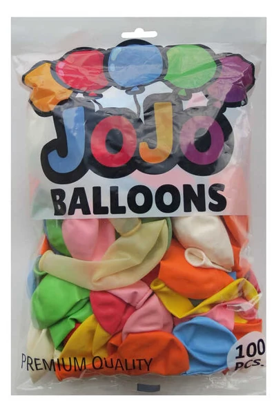 BALON DÜZ 12 İNC (JOJO BALLOONS) KARIŞIK 100 ADET - Resim 2