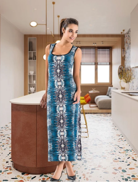 Derya Kurşun Havuz Yaka Uzun Kadın Elbise 957 - Resim 2