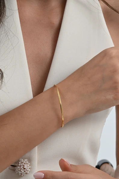 925 ayar gümüş altın yaldızlı kilidi zirkon taşlı lades bilezik  SGTL13040GOLD ürün görseli