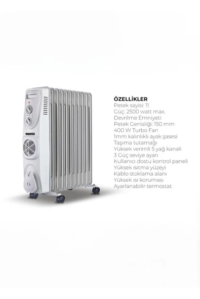 Süsler Sr-5811 Süsler 11 Dilim Yağlı Radyatör - Resim 4